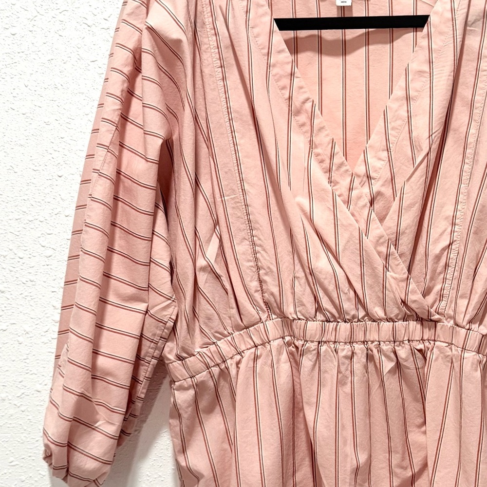 Free Assembly‎ 100% cotton Blush Pink Striped wrap Blouse L - Picture 11 of 11